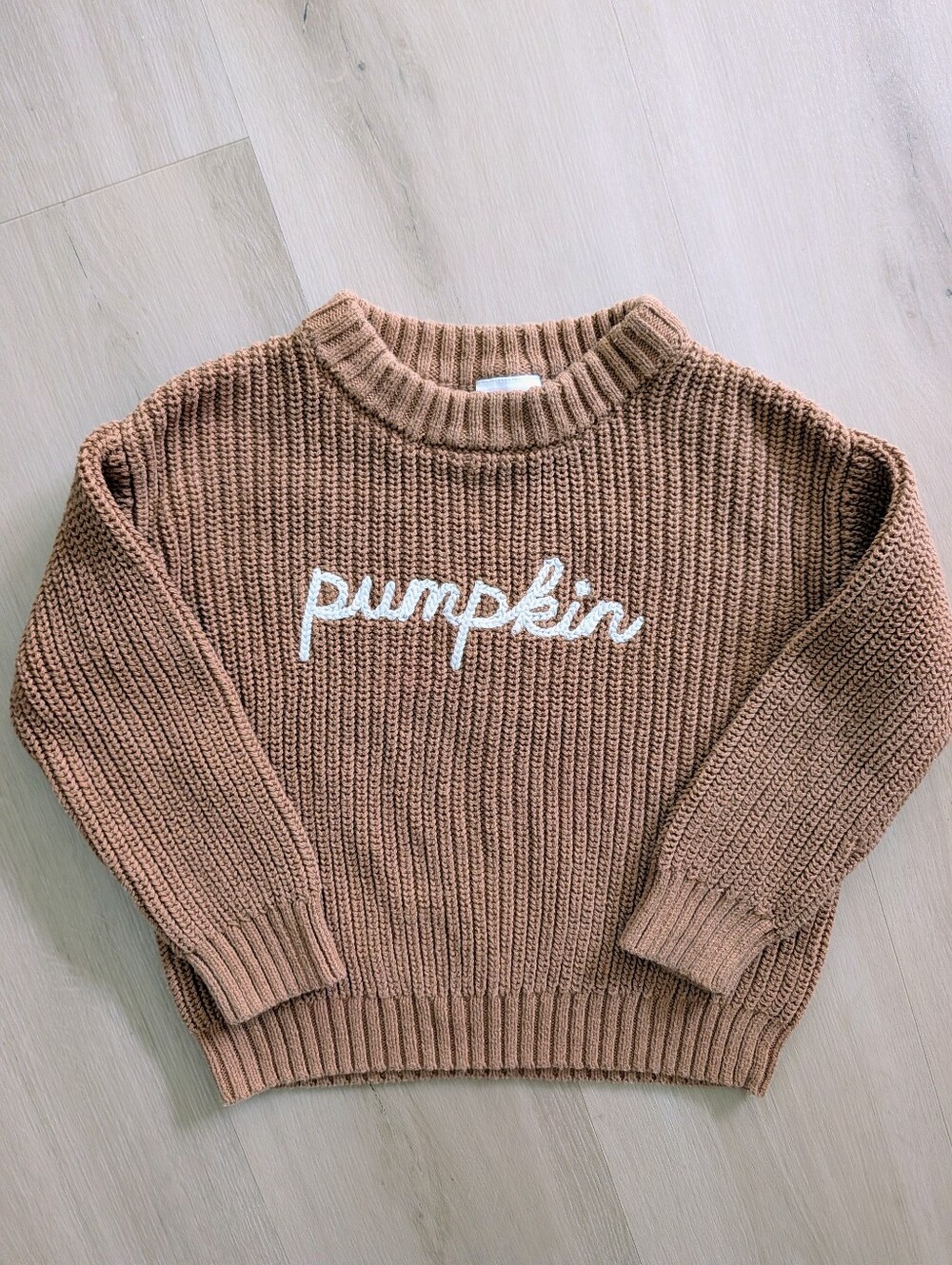 Little Co Brown Orange Pumpkin Knit Sweater Girls 4T